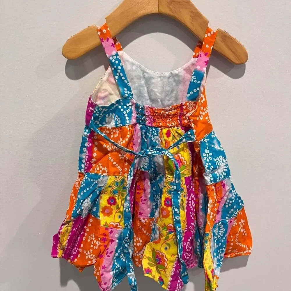 Unique Bandhani baby flair cotton dress, festive, rajasthani frock 12m